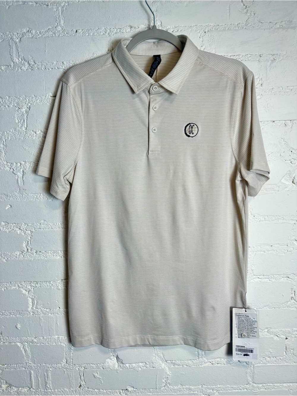 Lululemon Evolution Short Sleeve Polo Shirt White Mens Classic Casual Golf Med